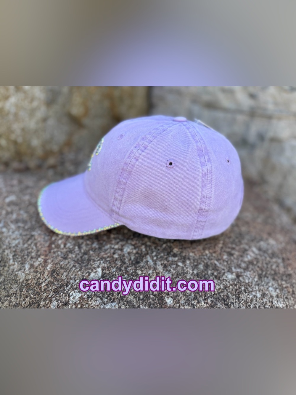 NWT Handmade Lavender Ball Cap Double C Silver Crystal Logo & Crystal Brim - Picture 6 of 11